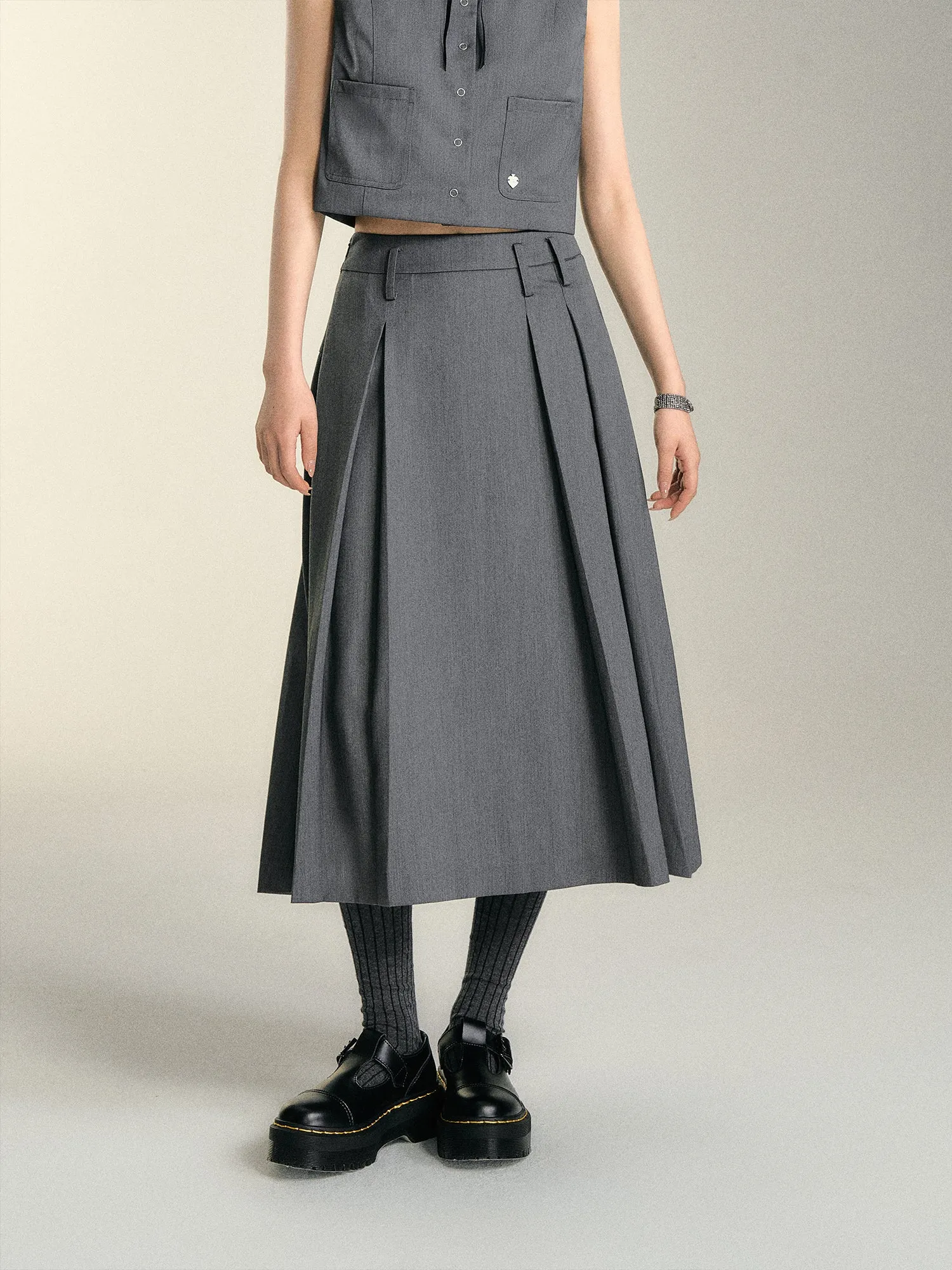 Asymmetric Gray Skirt SOM0090
