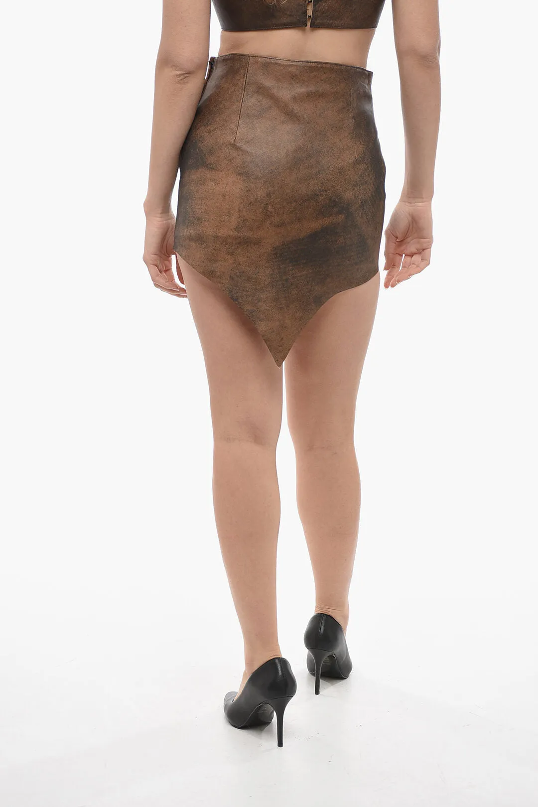 BAIA V Design Leather Miniskirt 42 Italian size