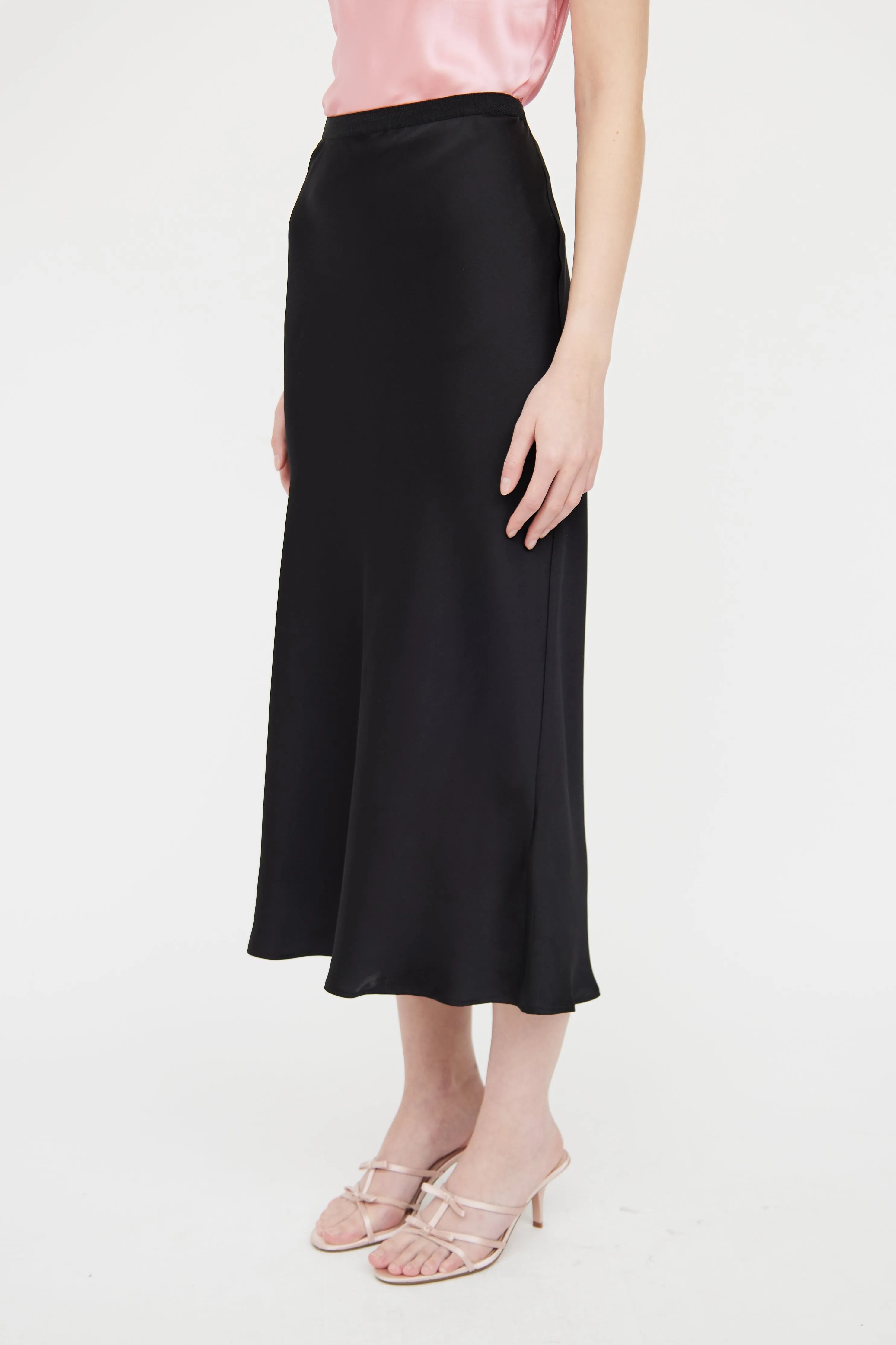 Black Silk Black Bar Skirt