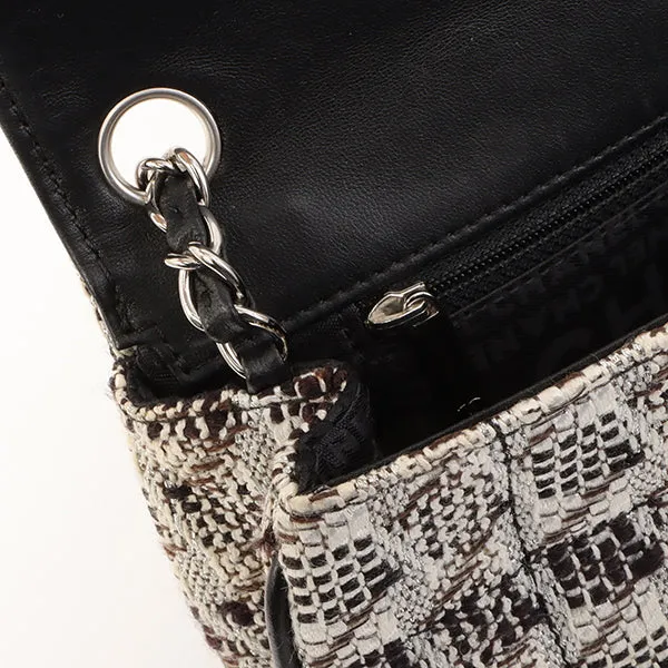 Chanel Around 2005 Made Tweed Cc Mark Plate Chain Shoulder Bag Black/Multi