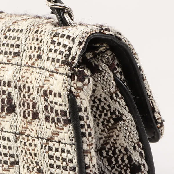 Chanel Around 2005 Made Tweed Cc Mark Plate Chain Shoulder Bag Black/Multi