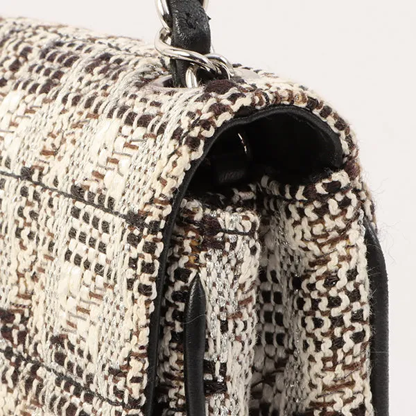 Chanel Around 2005 Made Tweed Cc Mark Plate Chain Shoulder Bag Black/Multi
