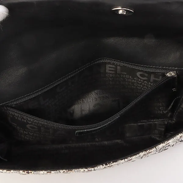 Chanel Around 2005 Made Tweed Cc Mark Plate Chain Shoulder Bag Black/Multi