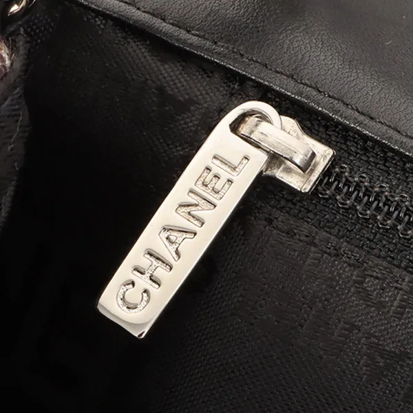 Chanel Around 2005 Made Tweed Cc Mark Plate Chain Shoulder Bag Black/Multi
