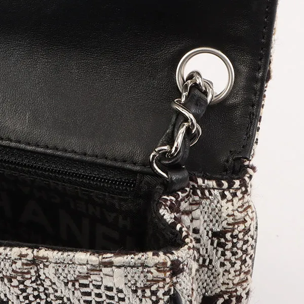 Chanel Around 2005 Made Tweed Cc Mark Plate Chain Shoulder Bag Black/Multi