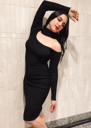 Delcy Black Cut Out Knit Dress