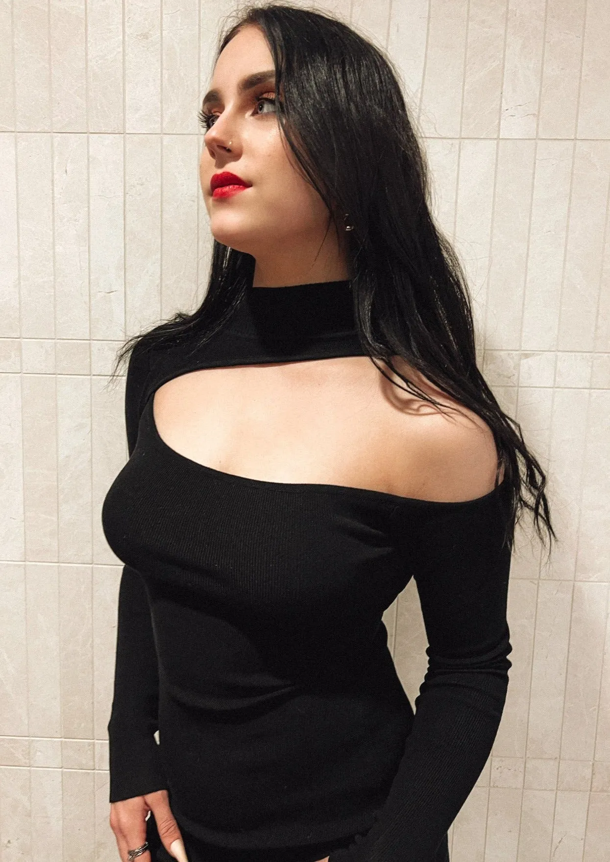 Delcy Black Cut Out Knit Dress