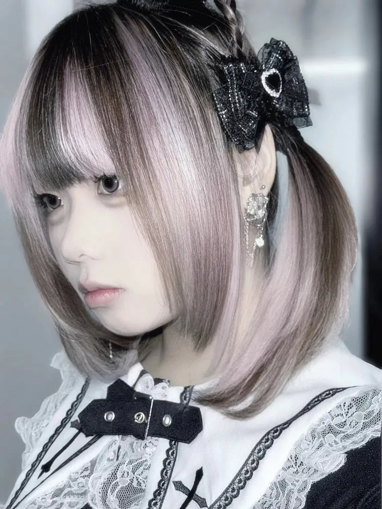 Jirai Kei Sweetheart Rhinestone Adorned Tweed Bowknot Hairclips