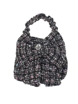 Stone accessory-embellished tweed mini bag-01445000013