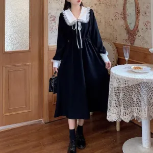 Vintage Black Sweet Long Dress