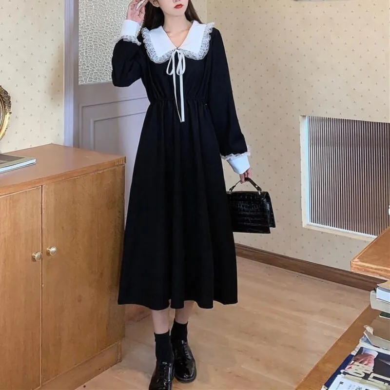 Vintage Black Sweet Long Dress